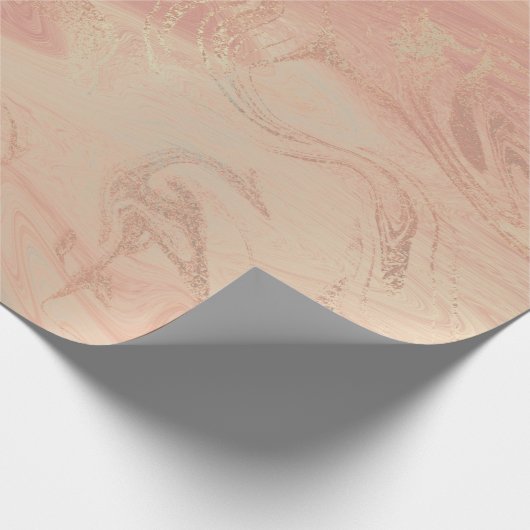 Coral Peach Candy Marble Molten Metallic Shiny Geschenkpapier (Ecke)
