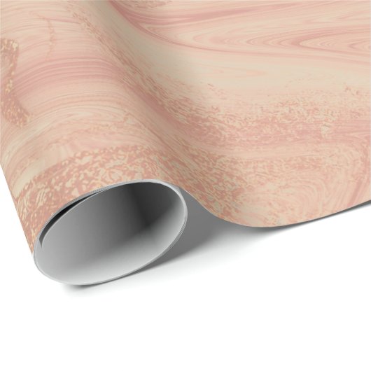Coral Peach Candy Marble Molten Metallic Shiny Geschenkpapier (Rolleneckpunkt)