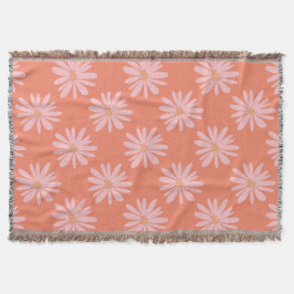 Coral Peach Color BOHO Chic Daisy Muster floral Decke