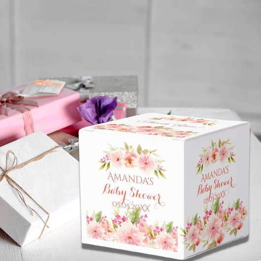 Coral peach dahlia Blume Kinderdusche Danke Geschenkschachtel