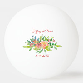 Coral Peach Floral Watercolor Hochzeit Tischtennisball