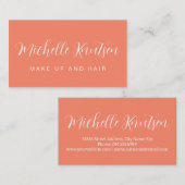 Coral Peach Girly Makeup Artist Friseur Salon Visitenkarte (Vorne/Hinten)
