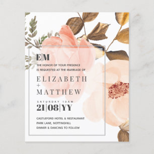 Coral Peach Gold Bronze Floral Wedding Einladungen