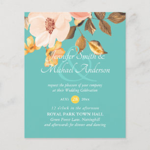 Coral Peach Gold Bronze Floral Wedding Einladungen