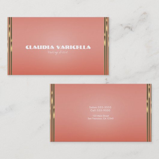 Coral Peach & Gold Dipped Chic Glamour Glam Visitenkarte (Vorne/Hinten)