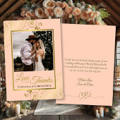 Coral Peach & Gold Liebe Dank Foto Hinweis Hochzei Dankeskarte
