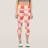 Coral Peach Gradient Checked Capri Leggings (Vorderseite)