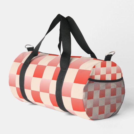 Coral Peach Gradient Checked Duffle Bag (Rechte Ecke)