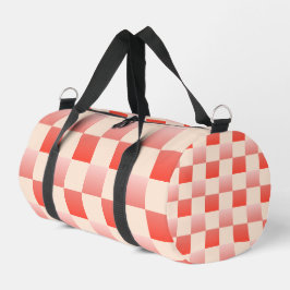 Coral Peach Gradient Checked Duffle Bag