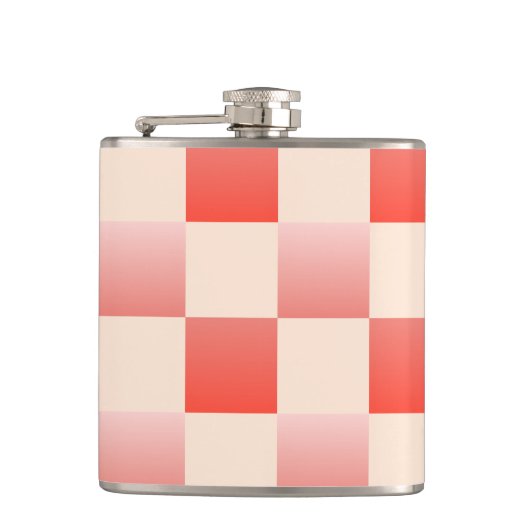 Coral Peach Gradient Checked Flachmann (Vorderseite)