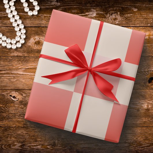 Coral Peach Gradient Checked Geschenkpapier