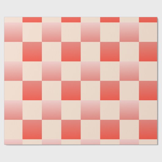 Coral Peach Gradient Checked Geschenkpapier (Flach)