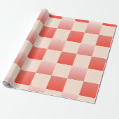 Coral Peach Gradient Checked Geschenkpapier (Ungerollt)