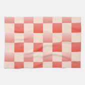 Coral Peach Gradient Checked Geschirrtuch (Horizontal)