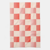 Coral Peach Gradient Checked Geschirrtuch (Vertikal)