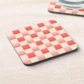 Coral Peach Gradient Checked Getränkeuntersetzer (Linke Seite)