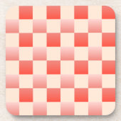 Coral Peach Gradient Checked Getränkeuntersetzer (Vorderseite)