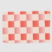 Coral Peach Gradient Checked Golfhandtuch (Horizontal)