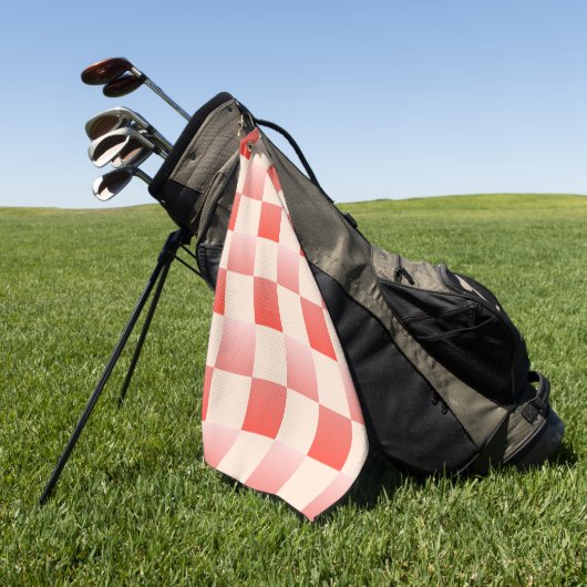 Coral Peach Gradient Checked Golfhandtuch (Gras)