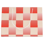 Coral Peach Gradient Checked Große Geschenktüte (Vorderseite)