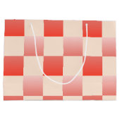 Coral Peach Gradient Checked Große Geschenktüte (Rückseite)