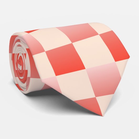 Coral Peach Gradient Checked Krawatte (Gerollt)