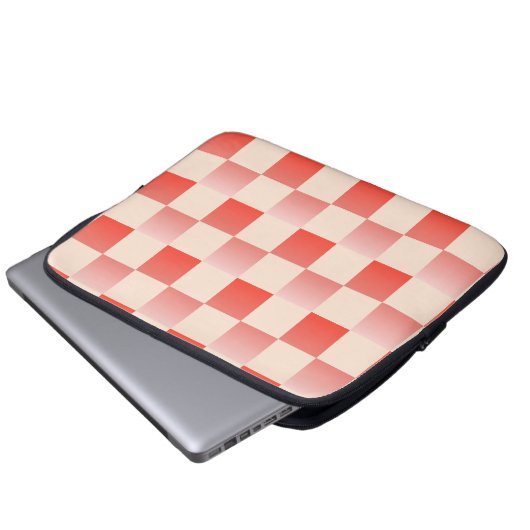 Coral Peach Gradient Checked Laptopschutzhülle (Vorne Knopf)