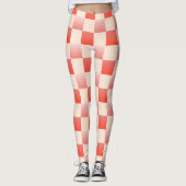 Coral Peach Gradient Checked Leggings (Vorderseite)