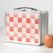Coral Peach Gradient Checked Metall Brotdose (Beispiel)