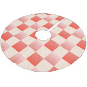 Coral Peach Gradient Checked Polyester Weihnachtsbaumdecke (Schrägansicht)