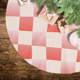Coral Peach Gradient Checked Polyester Weihnachtsbaumdecke