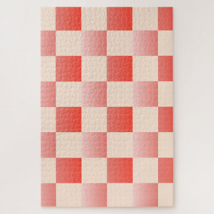 Coral Peach Gradient Checked Puzzle