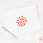 Coral Peach Gradient Checked Runder Aufkleber (Umschlag)