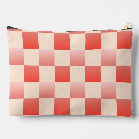 Coral Peach Gradient Checked Zubehörtasche (Rückseite)