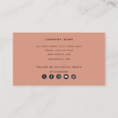Coral Peach Modern Minimalistisch Social Media Ico Visitenkarte (Rückseite)