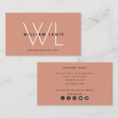 Coral Peach Modern Minimalistisch Social Media Ico Visitenkarte (Vorne/Hinten)