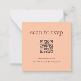Coral Peach Modern Wedding QR Code Online RSVP Mitteilungskarte