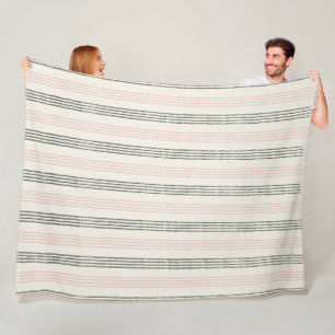 Coral Peach Moderner Minimalistisch Stripe Boho Fleecedecke