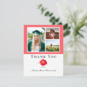 Coral peach Modernes Blumenfoto Collage Abschluss Dankeskarte (Stehend Vorderseite)