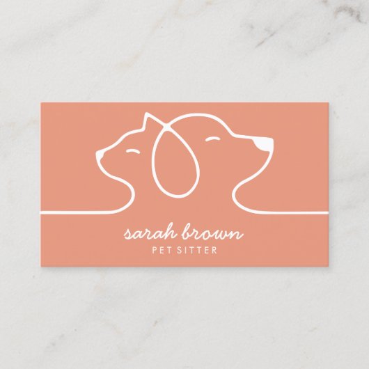 Coral Peach Orange Dog Pet Visitenkarte (Vorderseite)