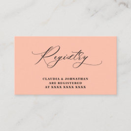Coral Peach Pastel Registry Bridal Shower  Begleitkarte