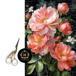 Coral Peach Peony Blume Decoupage Seidenpapier