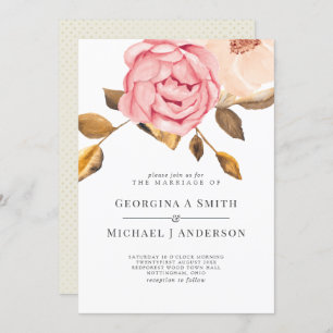 Coral Peach Pink Gold Floral Wedding Einladungen
