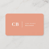 Coral Peach Pink Monogram Stilvoll modern Visitenkarte (Vorderseite)
