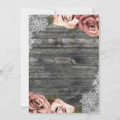 Coral Peach Rose Grau Rustic White Lace Wedding Einladung (Rückseite)