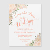 Coral Peach Rose Save the Date Kalligraphie Magnet (Vorderseite)