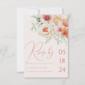 Coral Peach Spring Summer Floral Orange Wedding RSVP Karte (Vorderseite)