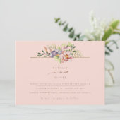 Coral Peach Summer Floral Wedding Einladung QR (Stehend Vorderseite)