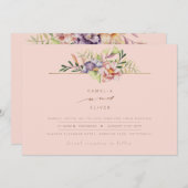 Coral Peach Summer Floral Wedding Einladung QR (Vorne/Hinten)