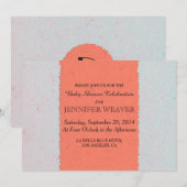 Coral Peach und Slate Gray Edgy Pattern Einladung (Vorne/Hinten)